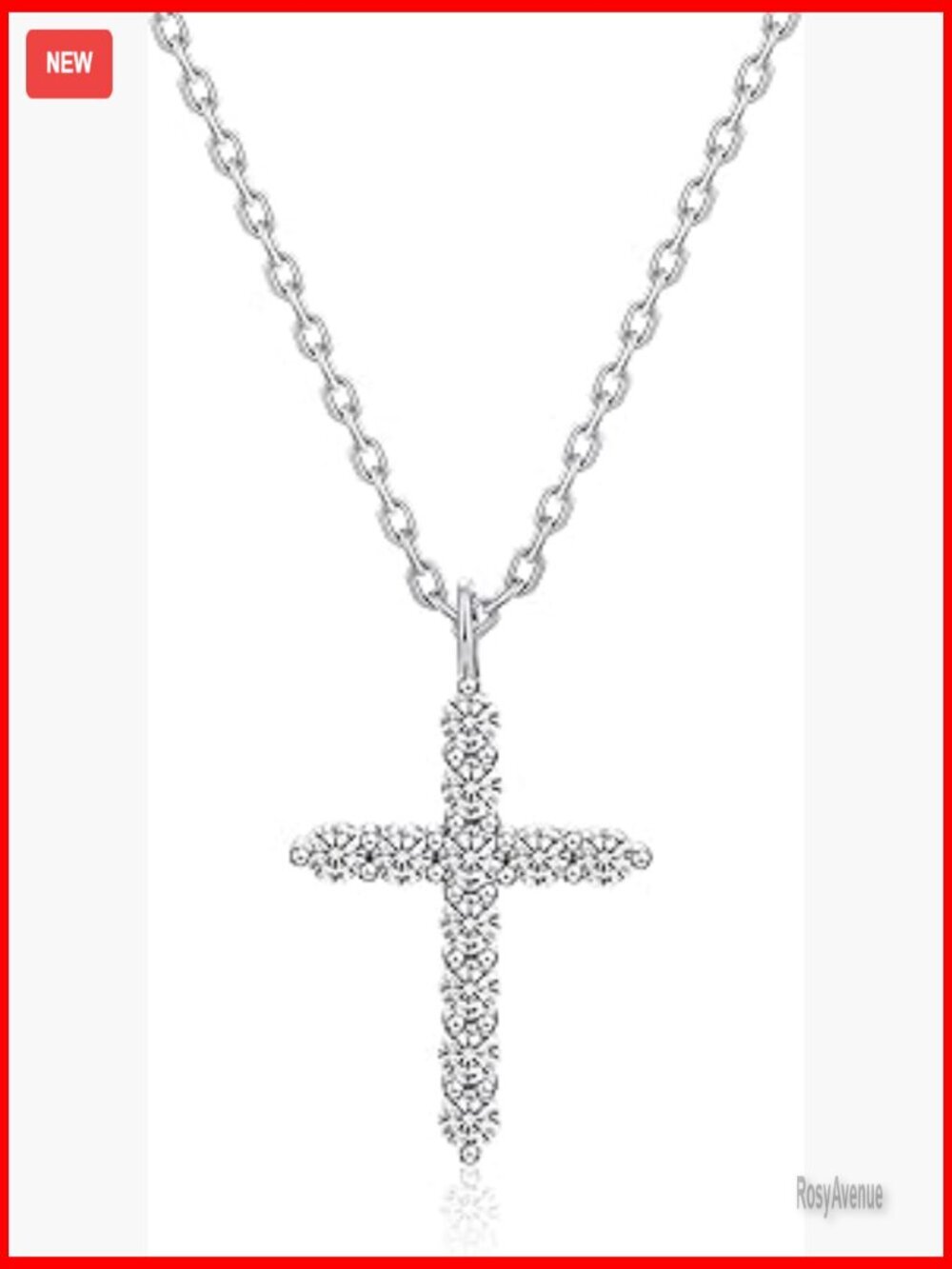 0.5 CT Moissanite Crucifix Pendant Necklace 925 Sterling Silver 18K Gold Plated